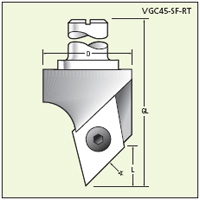 V-Nutfräser / Schriftenfräser HW Z=1 45° Wendeplatten