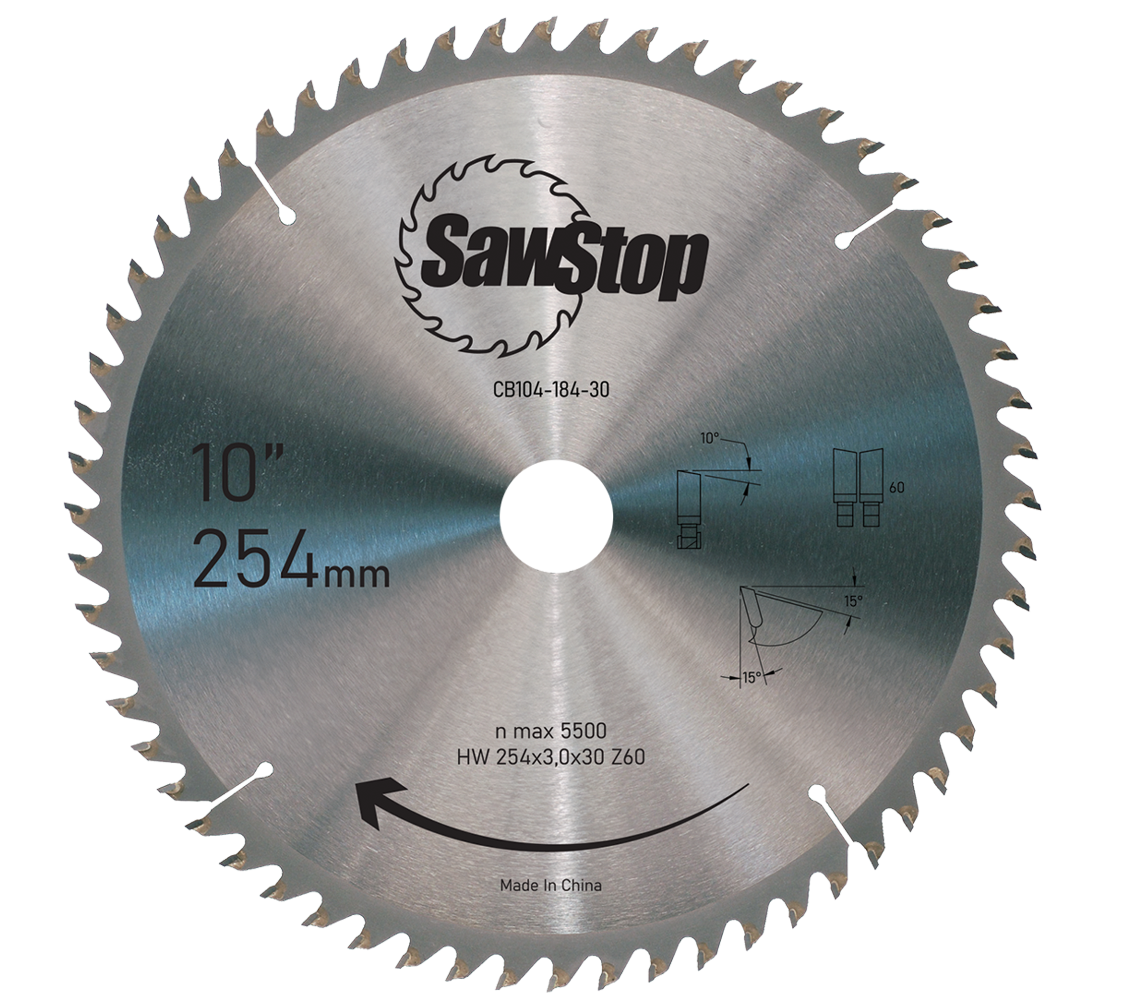 Sawstop Sägeblatt 254x3,0x30, WZ=60