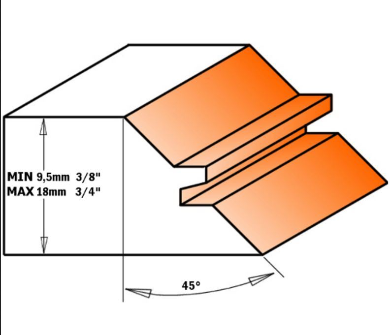 CMT Gehrungs- und Verleimfräser 45° - 70 mm