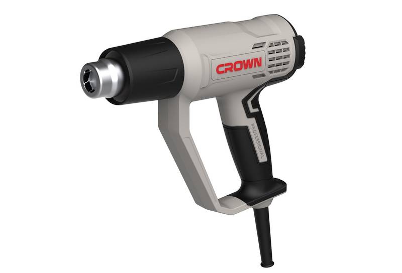 CROWN Heißluftpistole 2000 W 50-650°C mit Temperatureinstellung und verschiedenen Aufsätzen