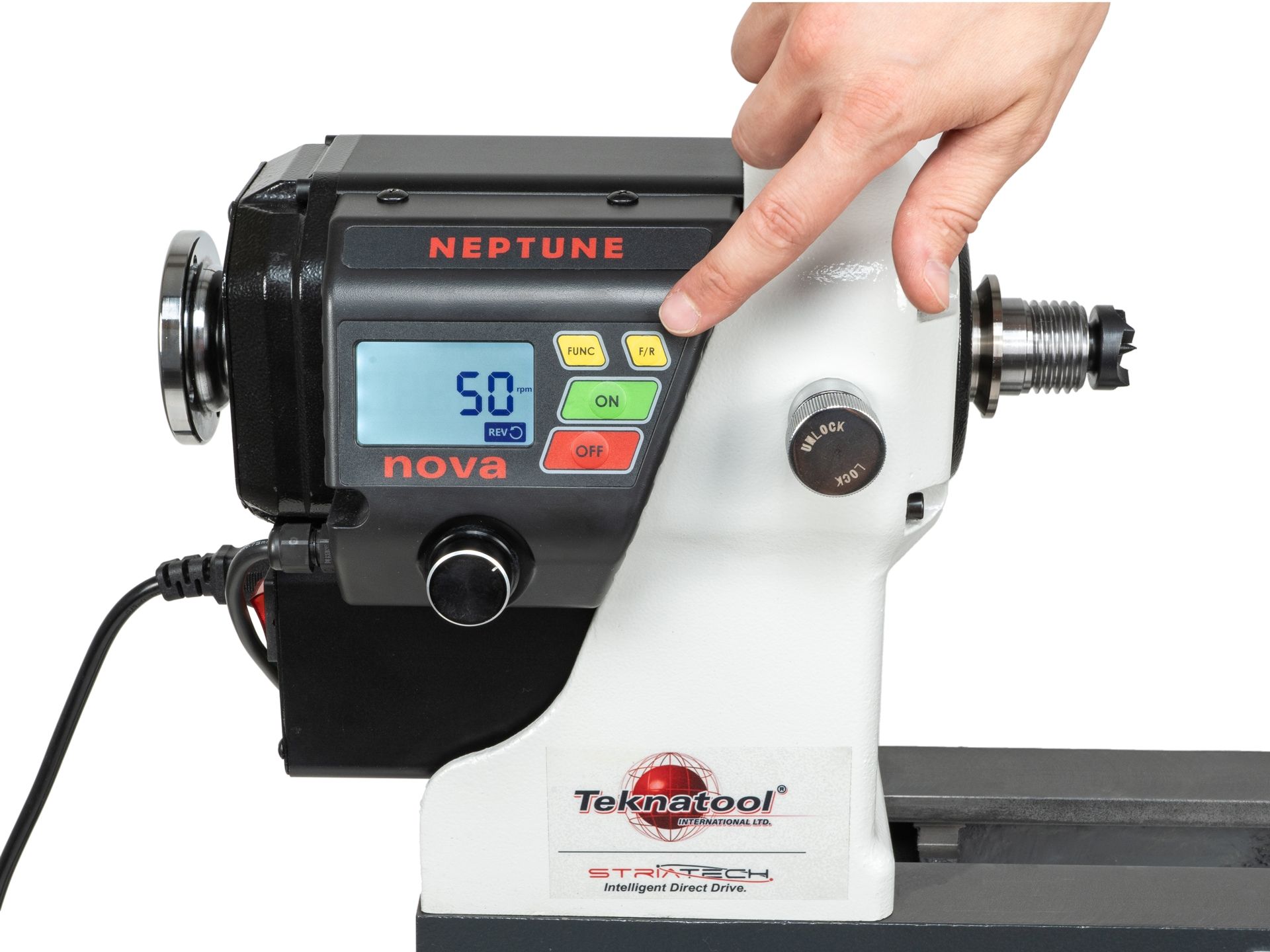 TEKNATOOL NOVA NEPTUNE MAX 190 DVR Tischdrechselbank mit schwenkbarem Kopf