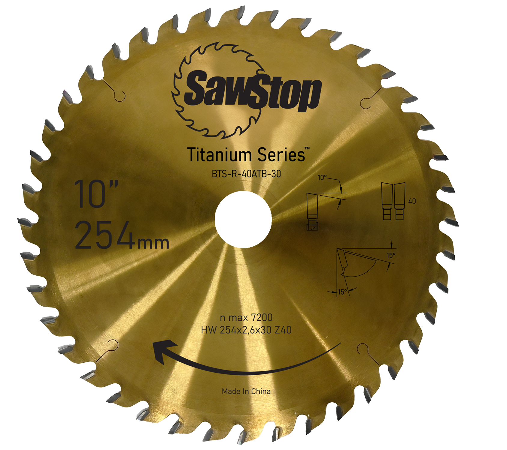 Sawstop Titanium Sägeblatt 254x3,2x30, WZ=40 
