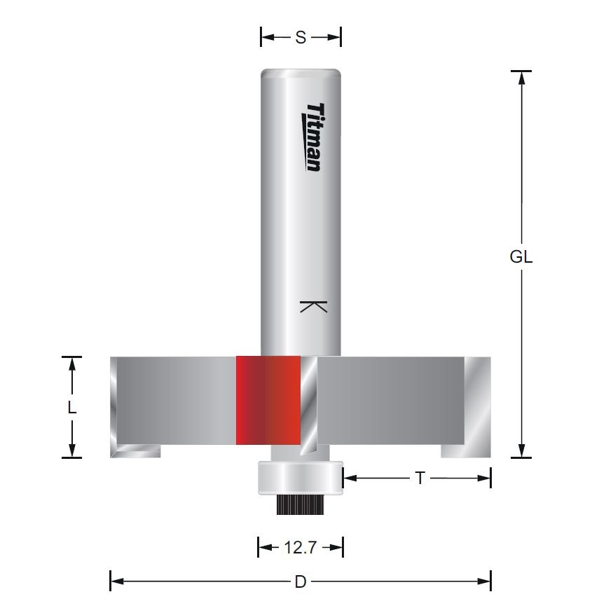 Falzfräser mit Anlauflager HW Z=4 – S=12 D57 x 15 mm GL=60 mm