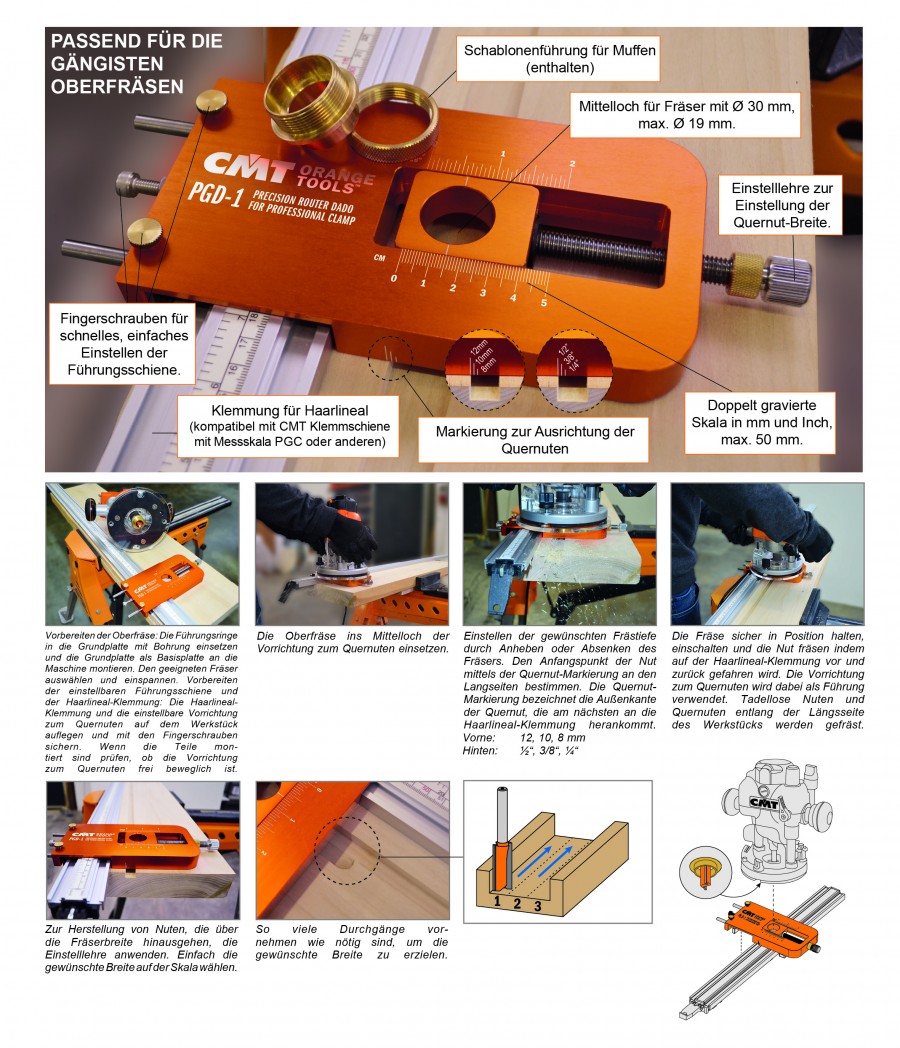 CMT Professionelle Klemmschiene mit Messskala – 1270 mm