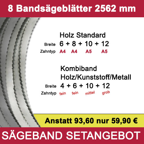 Bandsägeblätter Set 2562 mm, 8-tlg.