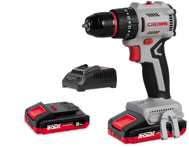 CROWN Akku Schlagbohrschrauber 20 V 50 Nm Set *Einführungspreis*