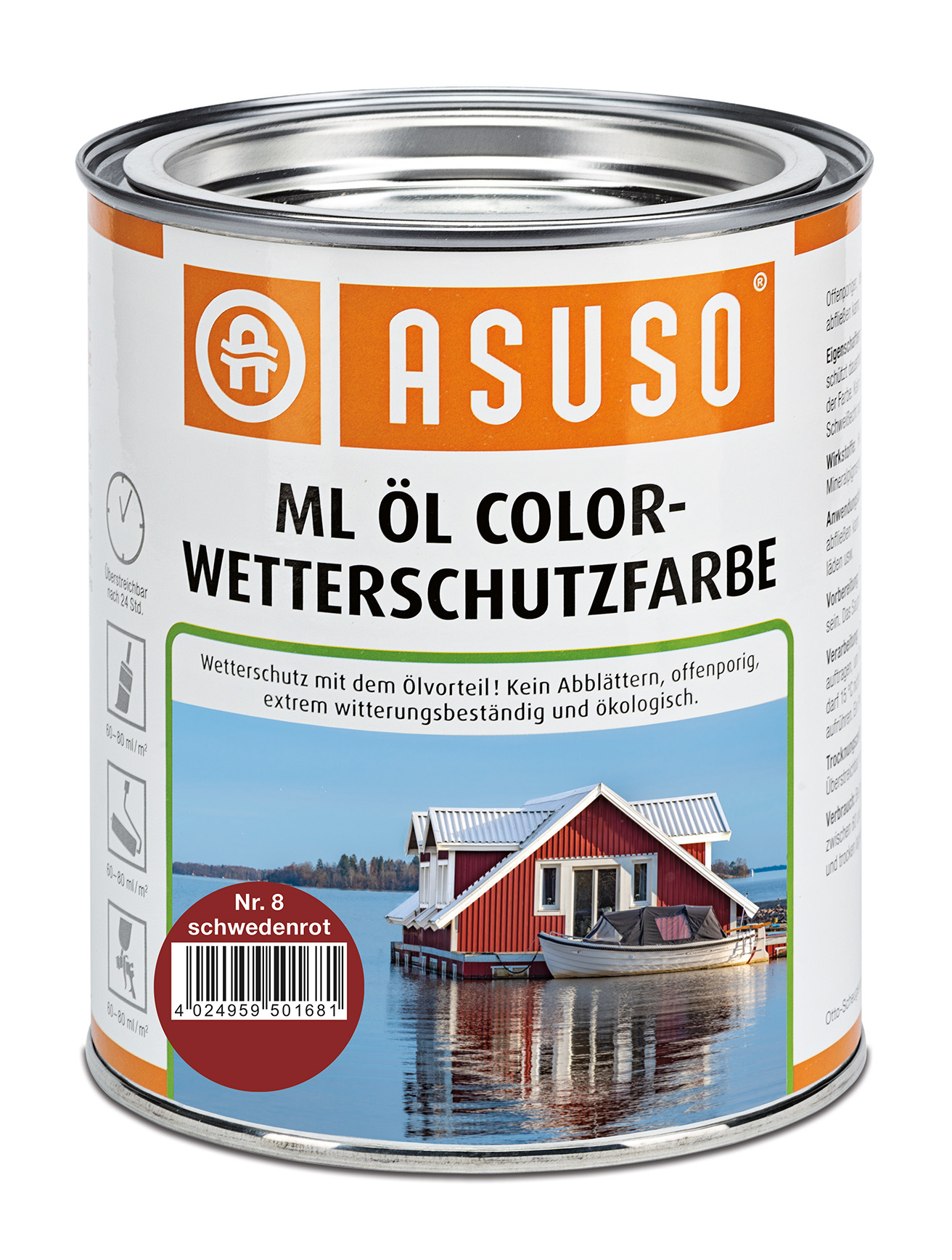 ASUSO ML Öl Color-Wetterschutzfarbe – Schwedenrot