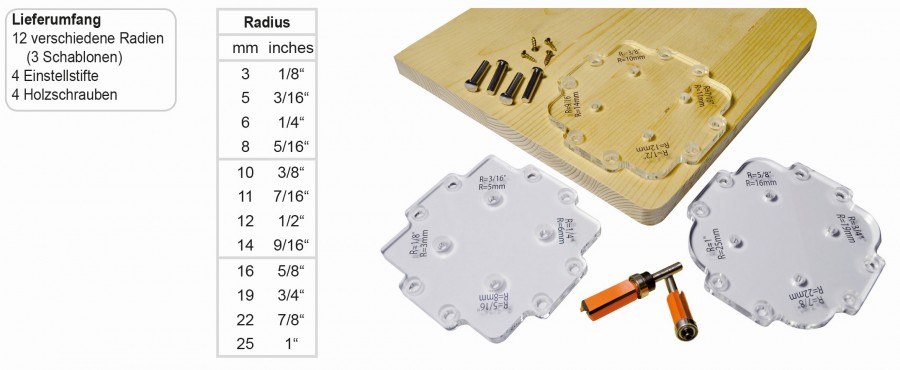 CMT 12 Radius-Frässchablonen-Set