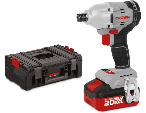 CROWN Akku Schlagschrauber 20 V 280 Nm 1/4" Sechskantaufnahme Set