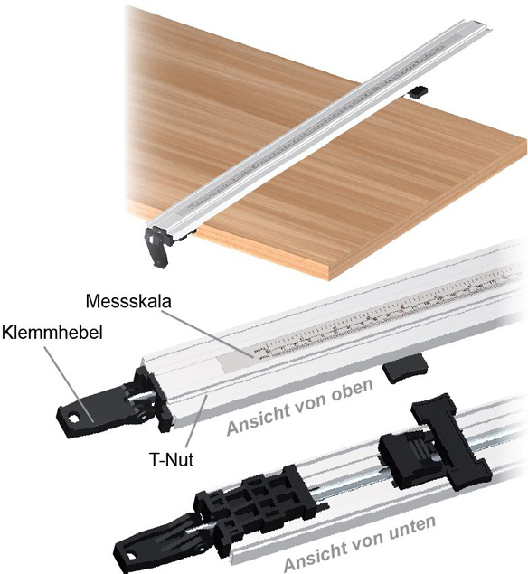 CMT Professionelle Klemmschiene mit Messskala – 915 mm