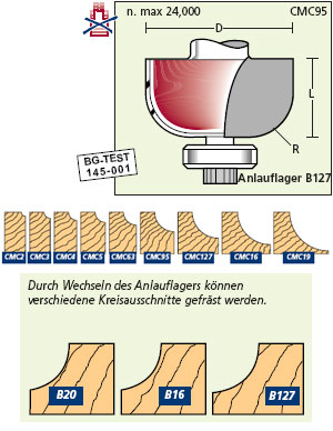 Halbhohlkehlfräser mit Anlauflager