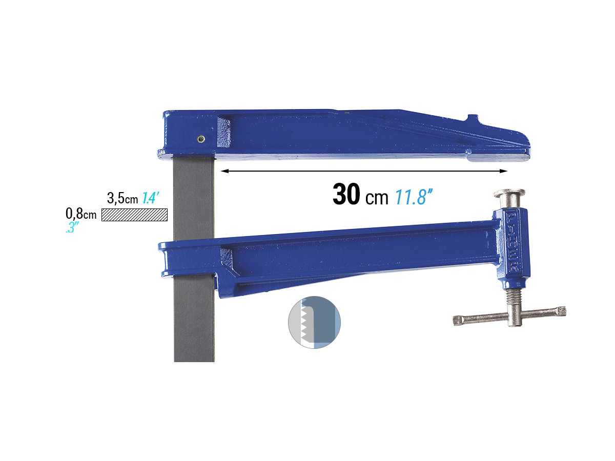 PIHER Tiefspannschraubzwinge Modell K Spannweite 100 cm Ausladung 30 cm