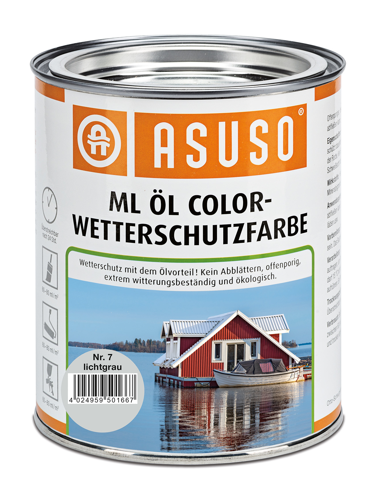 ASUSO ML Öl Color-Wetterschutzfarbe – Lichtgrau