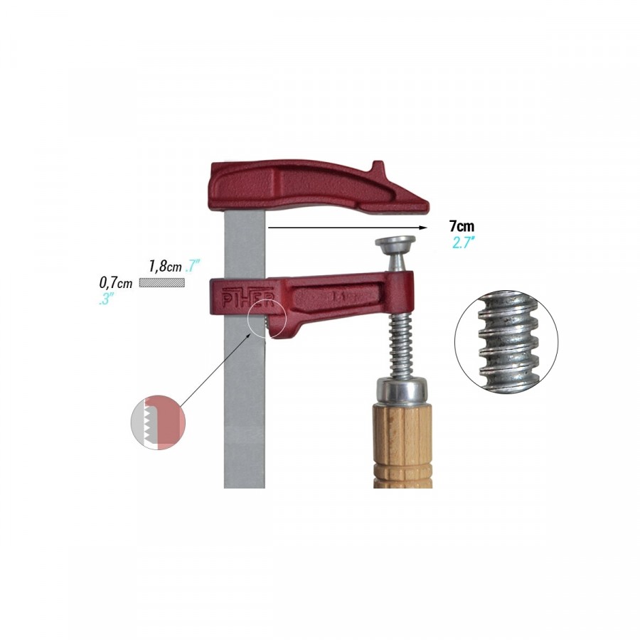 PIHER Schraubzwinge Modell MM bis 400 kg mit Holzgriff