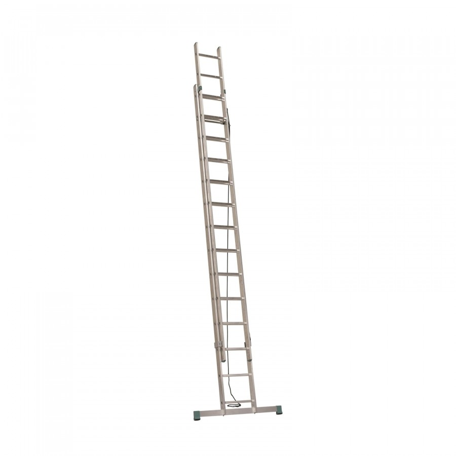 Aluminium Schiebeleiter mit Seilzug 2x14 Stufen max. Höhe bis 7,6 Meter