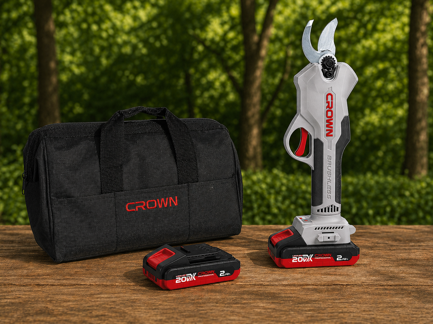 CROWN Akku Astschere Gartenschere set 20 V 30 mm