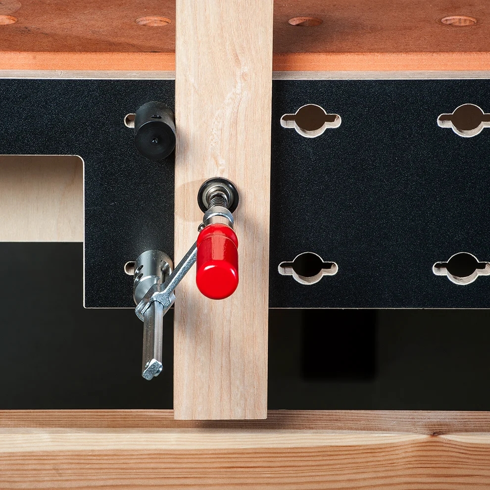 UJK Werkbankzwinge mit Schraubgewinde für ø20mm Lochsystem - Spannweite 13 cm