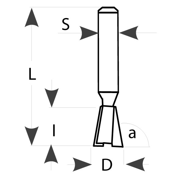 Schwalbenschwanzfräser HW S=8 D6 x 6,9 x 8° - M118