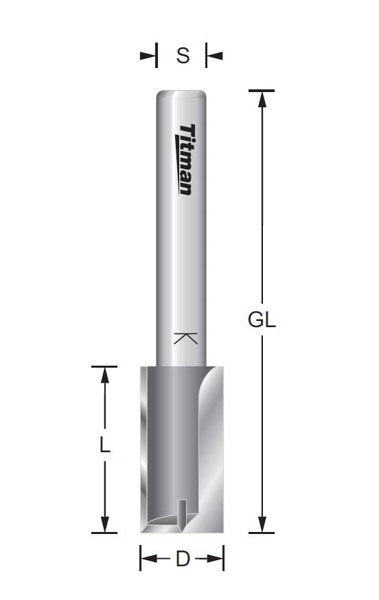 Nutfräser mit Schaft 10mm, D=10mm, L=25mm, GL=60mm        