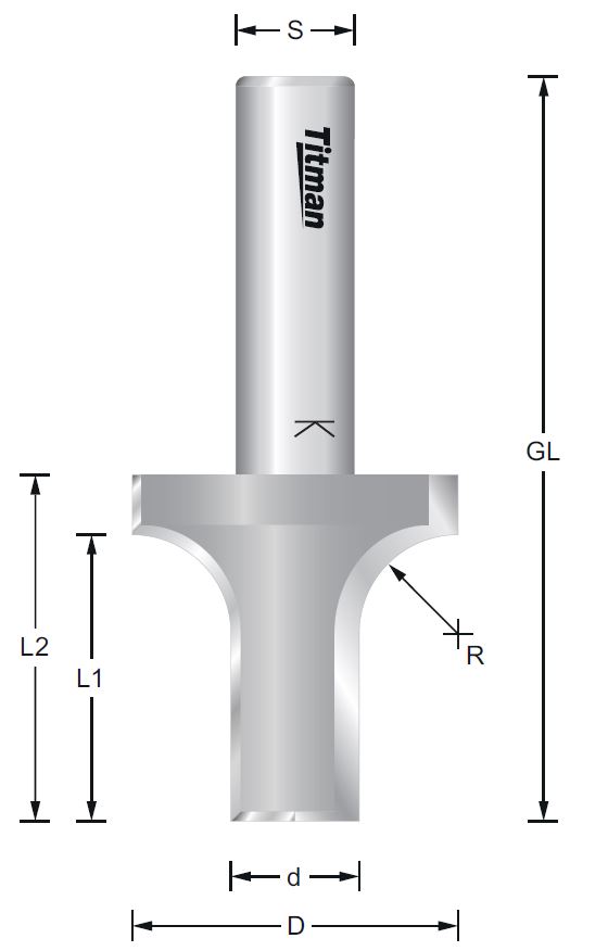 Abrund-Formatfräser S=12 D18/12 x 72 mm - R=3