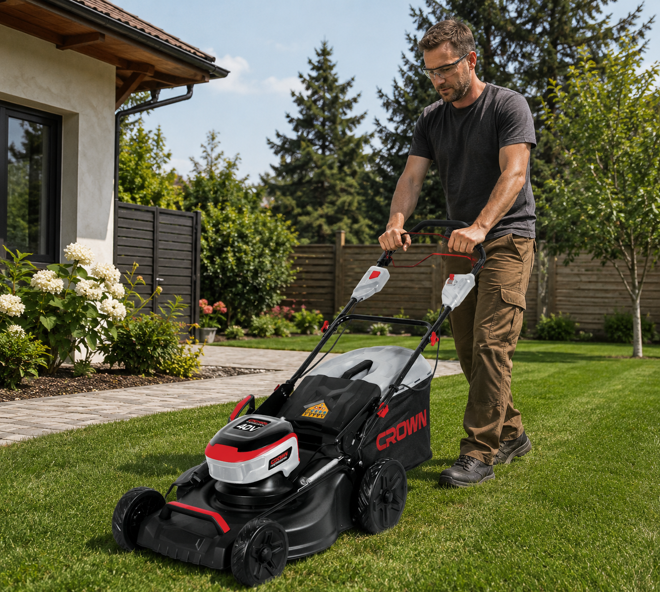 CROWN Akku Rasenmäher mit Antrieb 20 V 51 cm