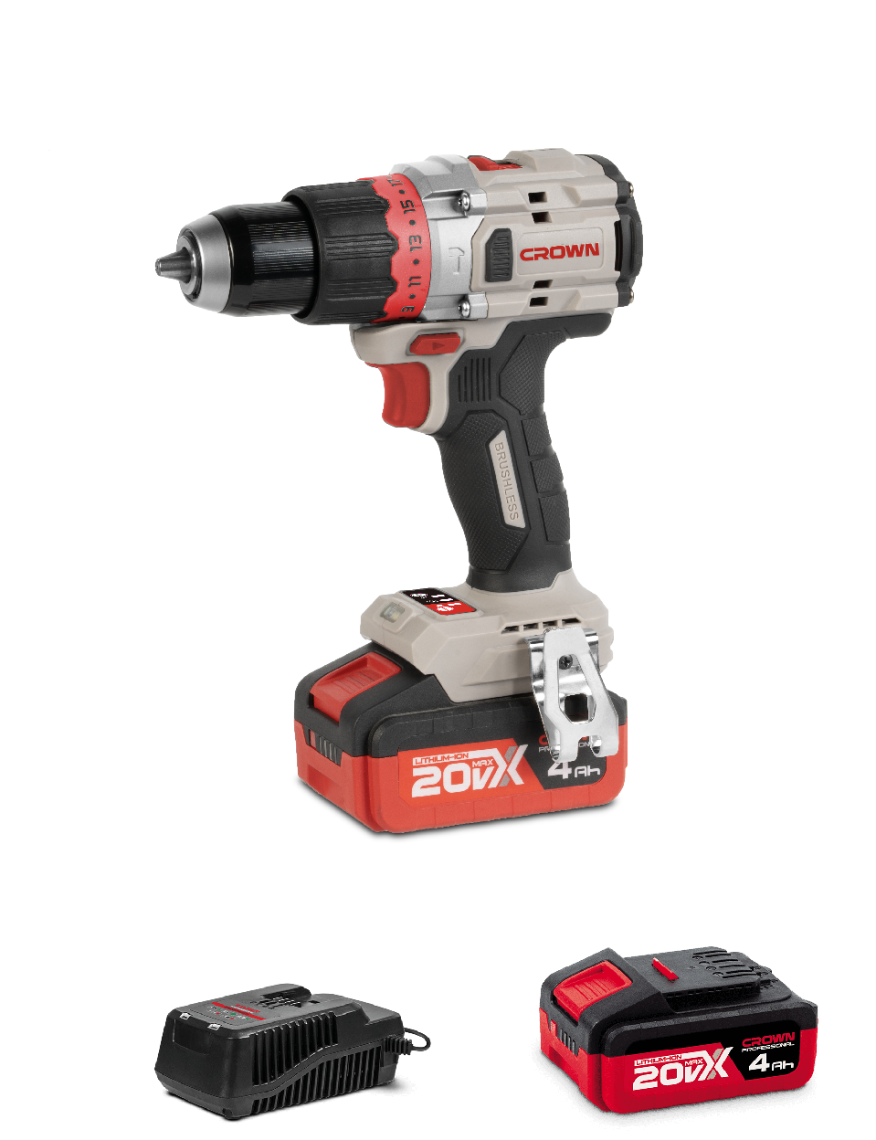 CROWN Akku Schlagbohrschrauber 20 V 100 Nm Set *Einführungspreis*