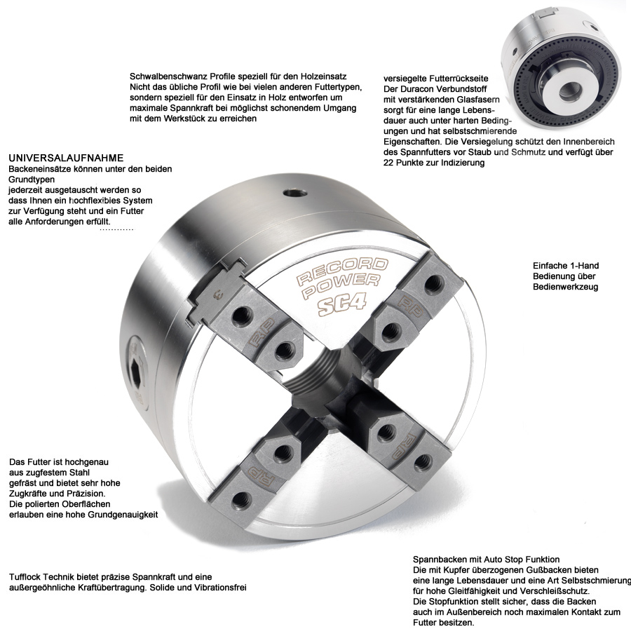 Premium Drechselfutter SC4 mit Wechselsystem