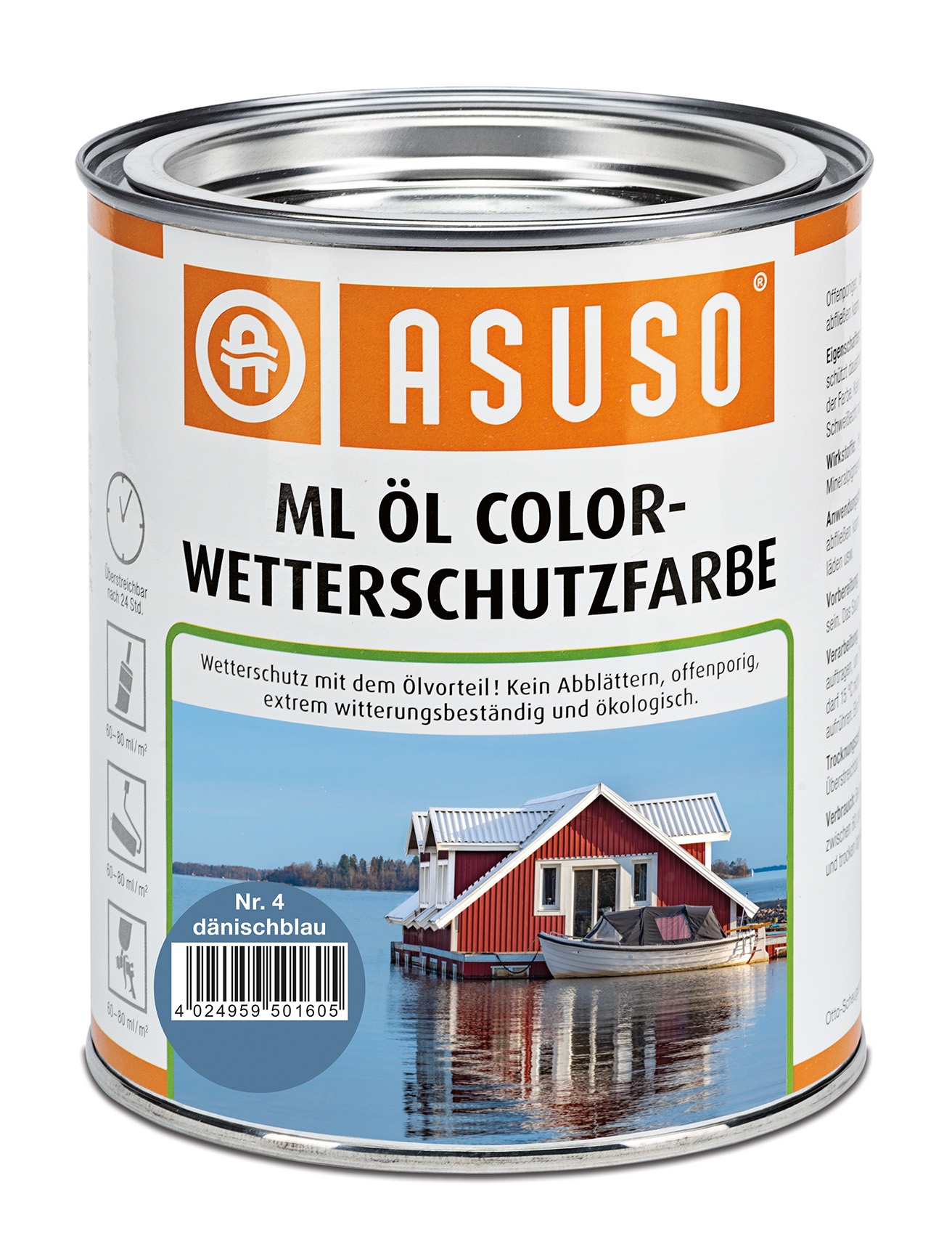 ASUSO ML Öl Color-Wetterschutzfarbe – Dänischblau