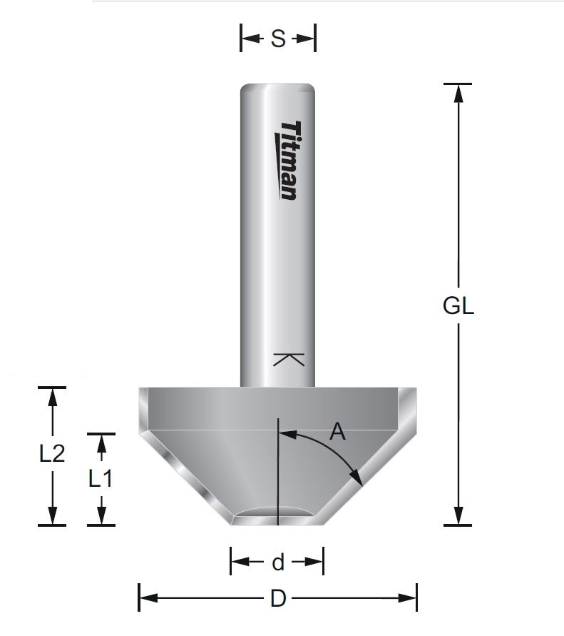 Fasefräser mit Bohrschneide - S=8 D23 x 25 mm 15°