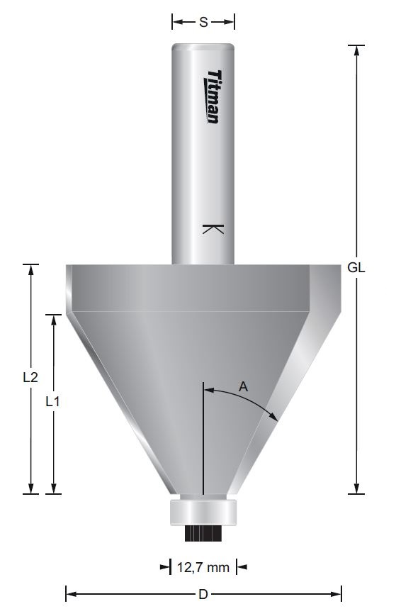Fasefräser mit Anlauflager – S=12 D30 x 35 mm – 15°