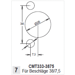 Zubehör CMT Beschlagbohrsystem Bohrkopf für Mini-Beschläge 38/7,5