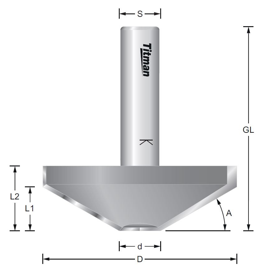Fasefräser für hohe Beanspruchung – S=12 D58 x 30 mm – 45°