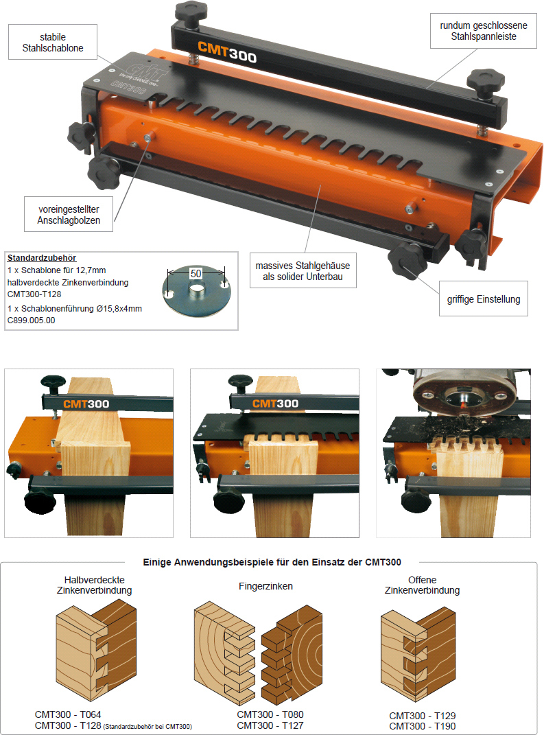 CMT Zinkenfräsvorrichtung CMT300 (inkl. Standardzubehör)