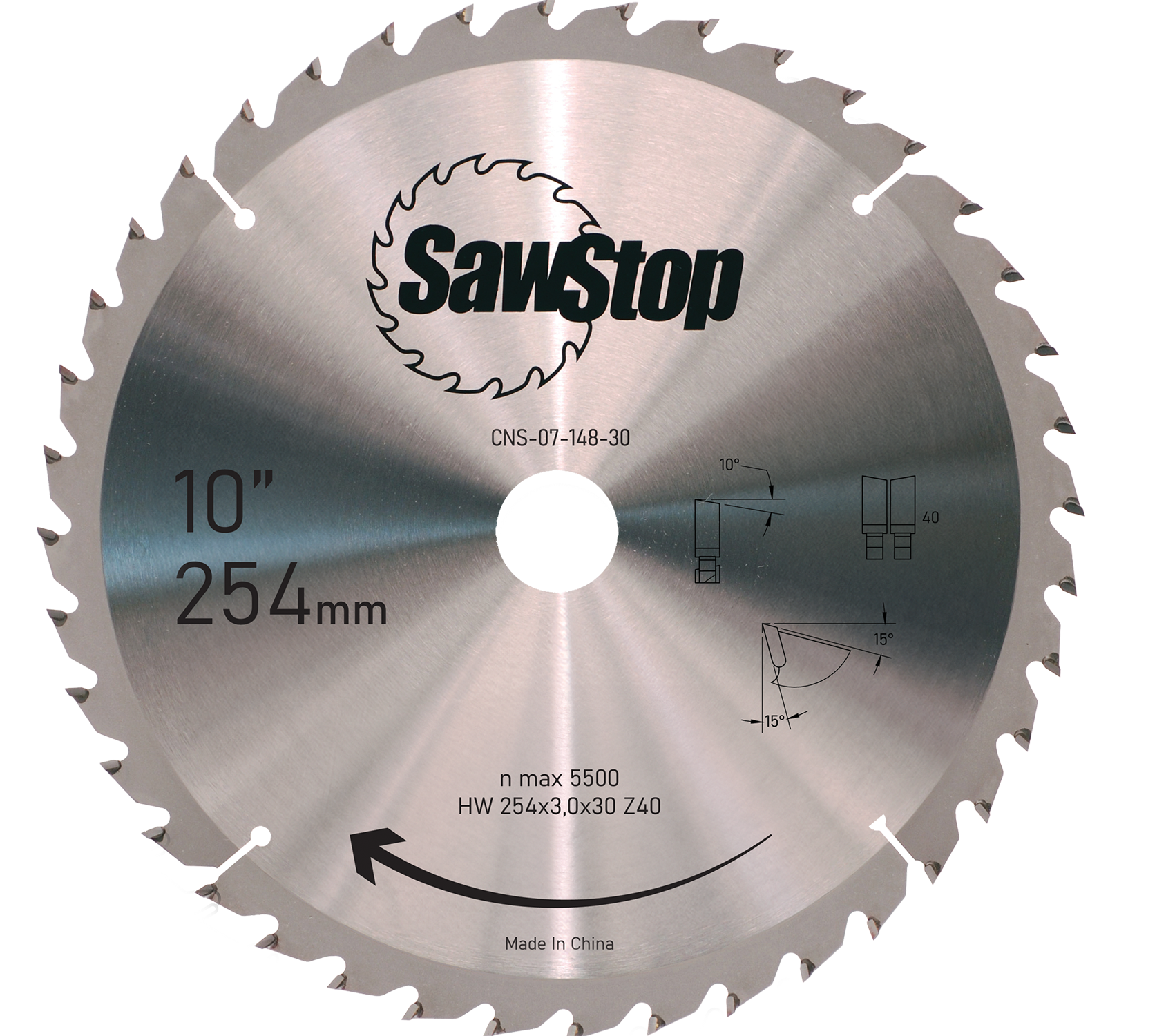Sawstop Sägeblatt 254x3,0x30, WZ=40 