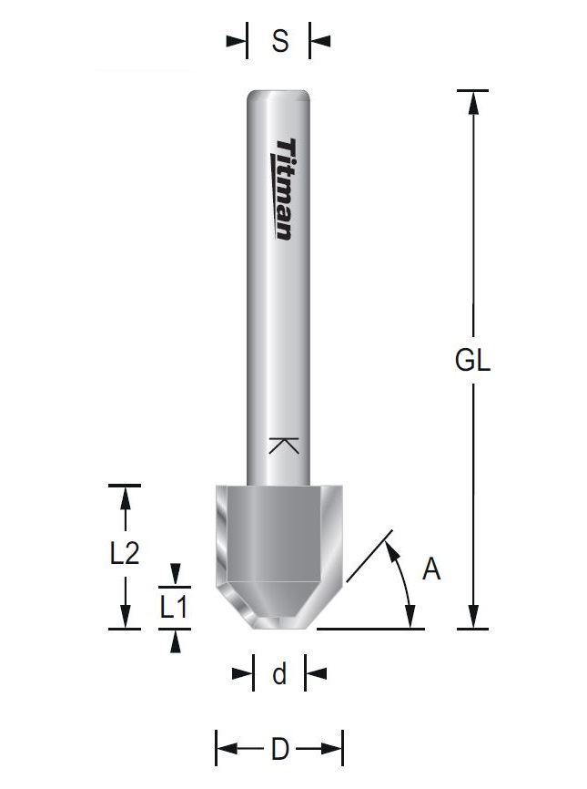 Fasefräser bohrschneidend – S=6 D12/5 x 13 mm 45°