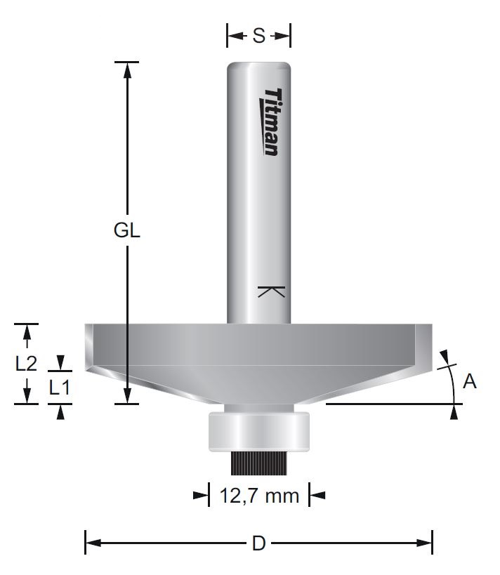 Fasefräser mit großem Durchmesser – S=8 D36 x 16 mm 45°
