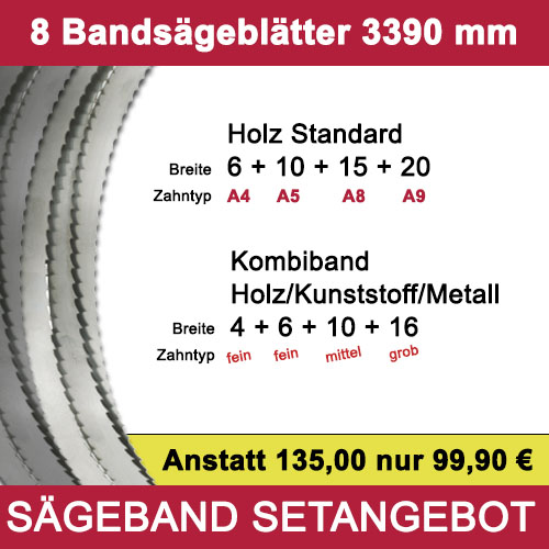 Bandsägeblätter Set 3390 mm, 8-tlg.