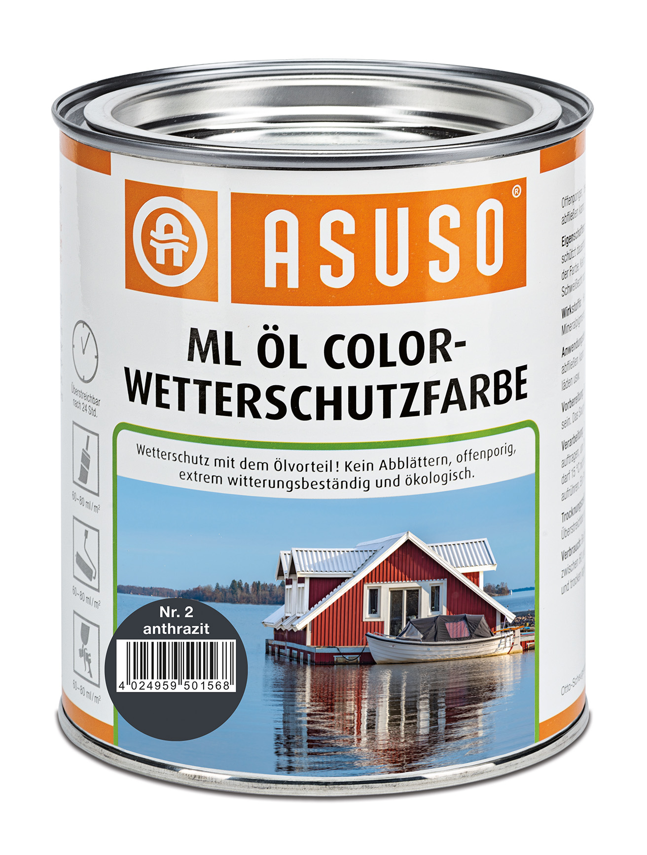 ASUSO ML Öl Color-Wetterschutzfarbe – Anthrazit