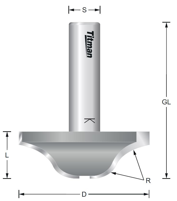 Abplattfräser Profilfräser HW  S=12 D=50 x 58 mm – R=12