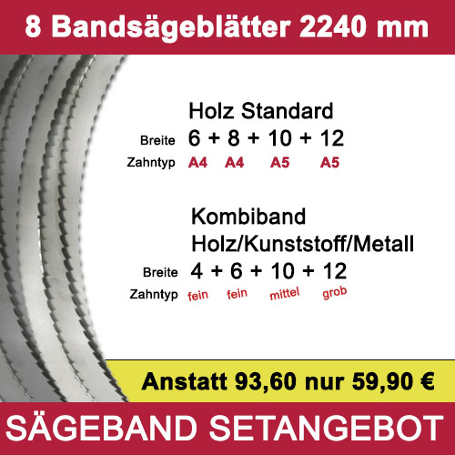 Bandsägeblätter Set 2240 mm, 8-tlg.
