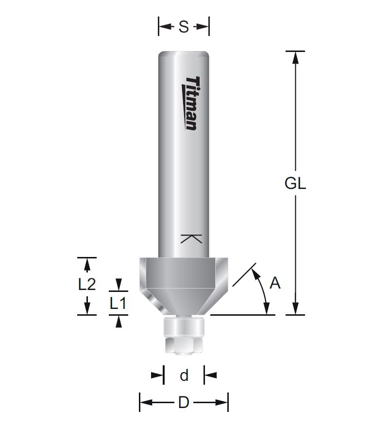 Miniatur-Fasefräser mit Anlauflager – S=6 D22 x 11 mm 45°