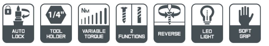 Akkuschrauber Piktogramme